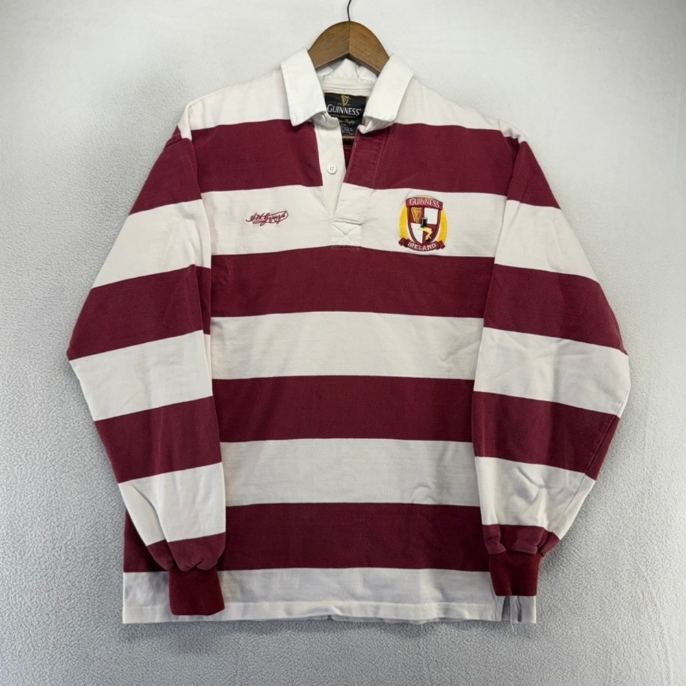 Vintage Guinness Rugby Shirt Men's XL Red White Colorblock Beer Irish Ireland